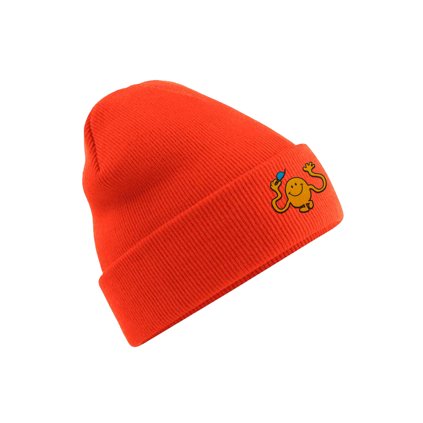Bonnet brodé Monsieur Chatouille orange