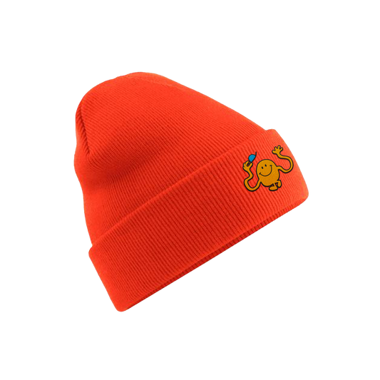 Bonnet brodé Monsieur Chatouille orange